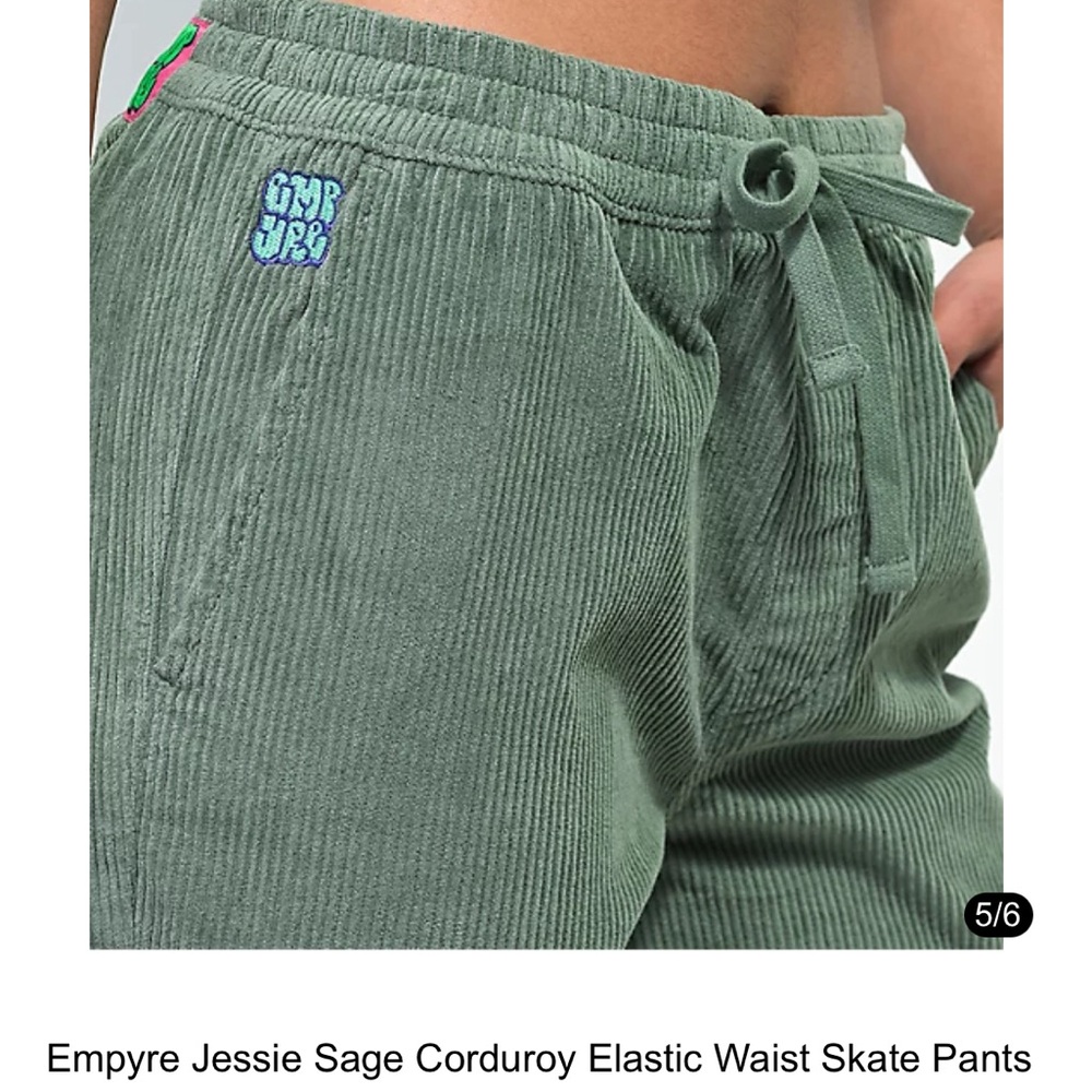 Empyre Jessie Sage Corduroy Elastic Waist Skate Pants